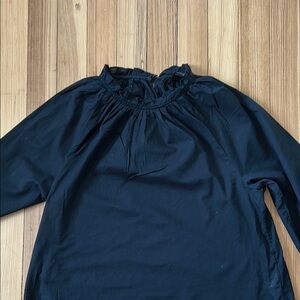 J.Crew Black Cotton Ruffle Poet Long Sleeve blouse Top Small S